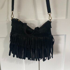Madewell Transport Crossbody: Suede Fringe Edition in Black Used Once!